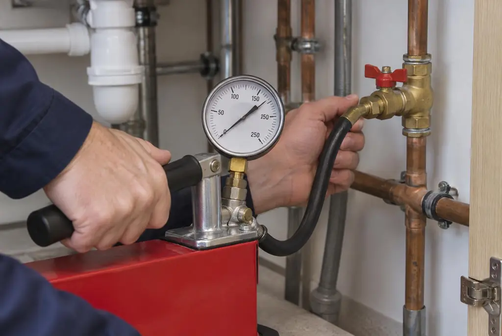 Lekdetectie Moordrecht – druktest op een waterleiding met een manometer