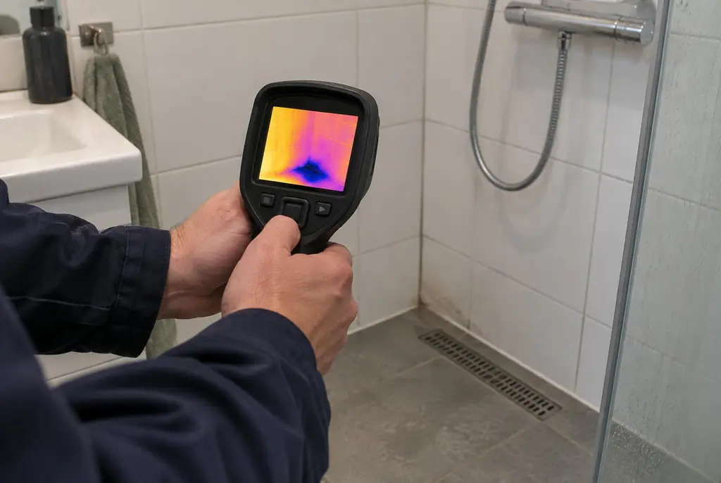 Lekdetectie Moordrecht – lekdetectiespecialist met warmtebeeldcamera in een badkamer